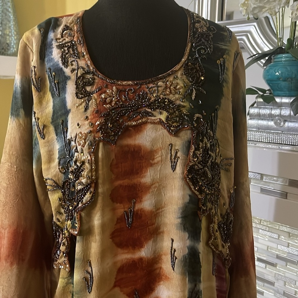 Kamaal Embroidered Tie Dye Dress Size S